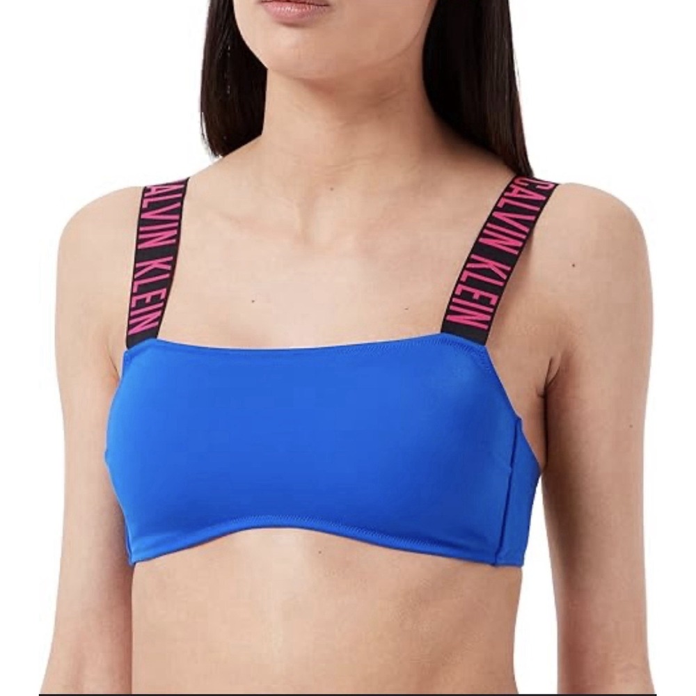 Calvin Klein Blue bikini Set Large High Waist Bottom Intense Power Ribbed - Picture 2 of 14